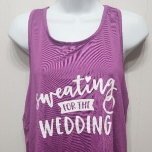 Sweating for the Wedding Tank Top‎ Small Medium Engaged Bachelorette Purple B566